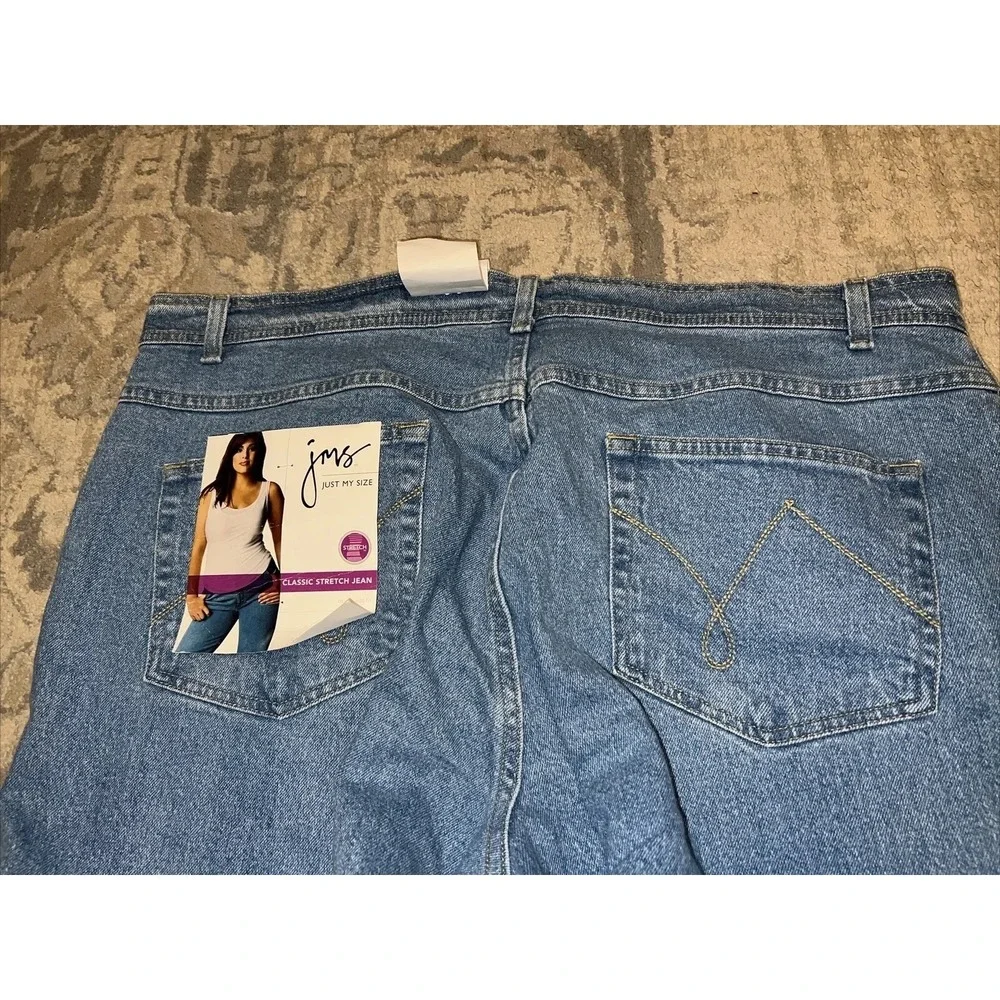 New Just My Size Jeans Womens Plus 22W Short High Rise Straight Stretch Denim